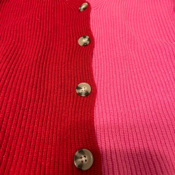 Pink and Red Color Block Sweater - Picture 3 of 4